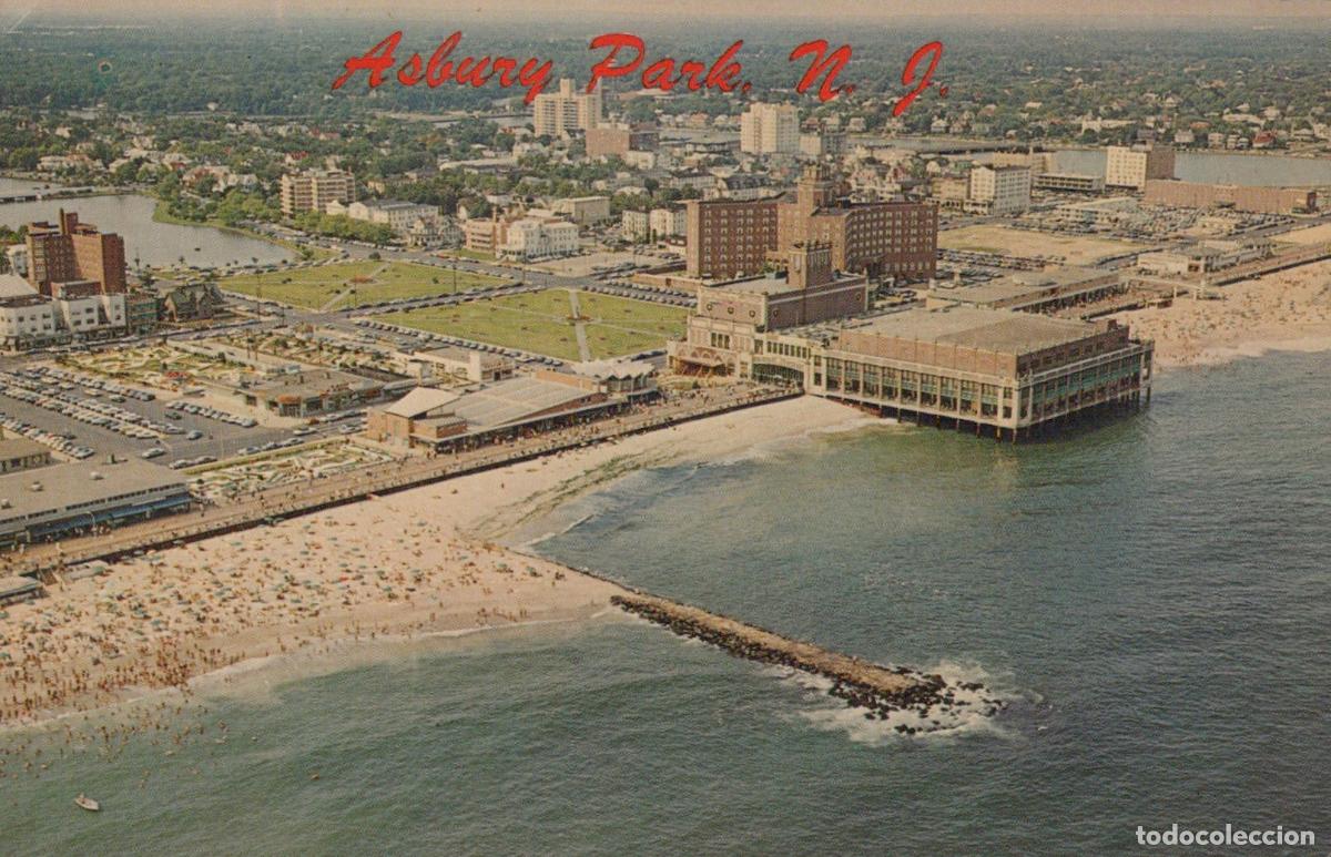 Postcards: USA Asbury Park Aerial View of Beach Front and Convention Hall *YAK242