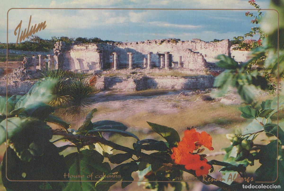 Postales: Mexico Tulum House of Columns Ancient Mayan Ruins Gold Card Unposted *YAM436