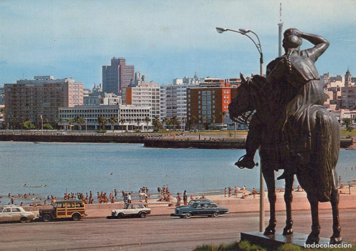 Postales: Uruguay Montevideo Nuevos Rumbos Monument Beach and City Skyline *YAP541