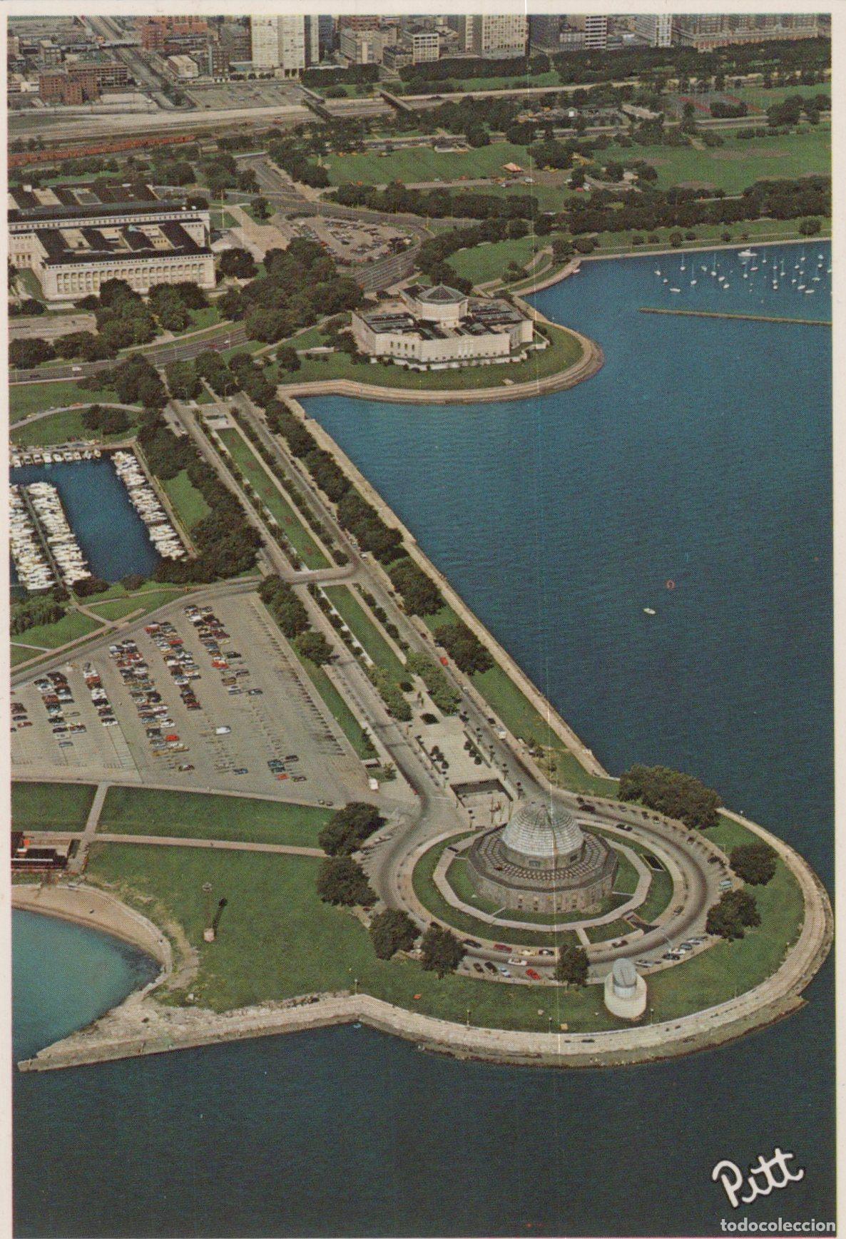 Postales: USA Chicago Aerial View Lake Michigan Adler Planetarium Shedd Unposted *YAR176