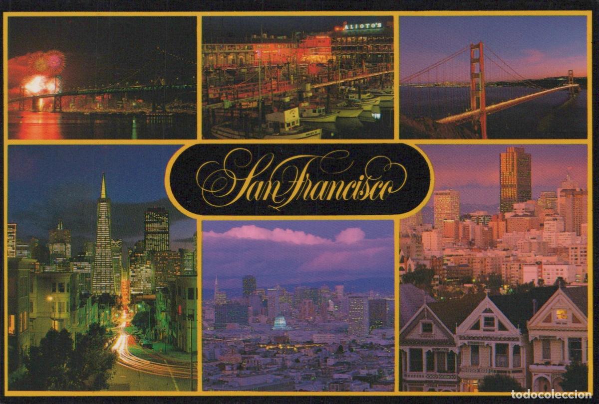 Postales: USA San Francisco At Night Golden Gate Bridge Cityscape Fireworks *YAR251