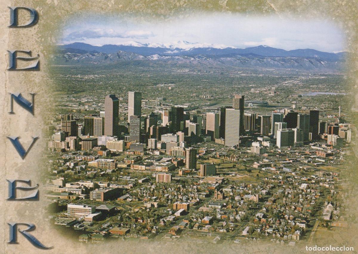 Postales: USA Denver Aerial View Cityscape With Rocky Mountains in Background *YAV885