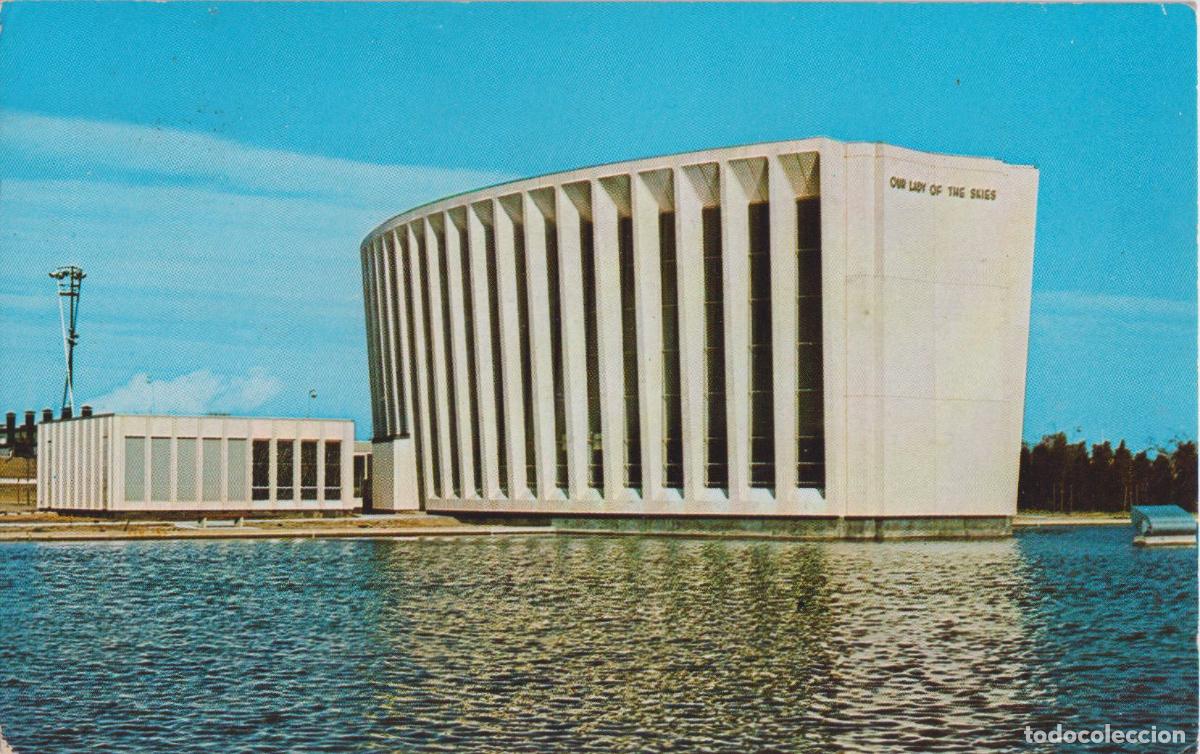 Postales: E.U.A. NEW YORK, AEROPUERTO JOHN F.KENNEDY CAPILLA DE NUESTRA SE&Ntilde;ORA DE LOS CIELOS - CIRCULADA