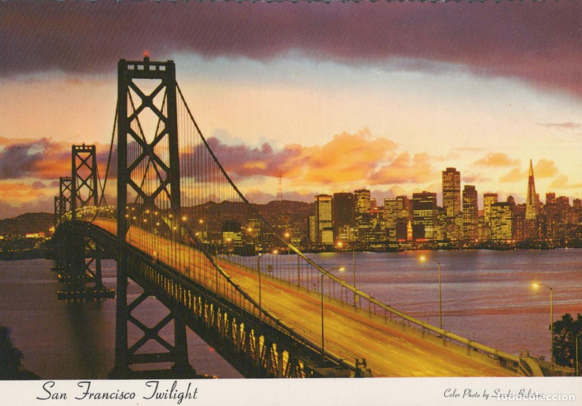 Postales: USA San Francisco Bay Bridge Twilight City Skyline Unposted *YAY523