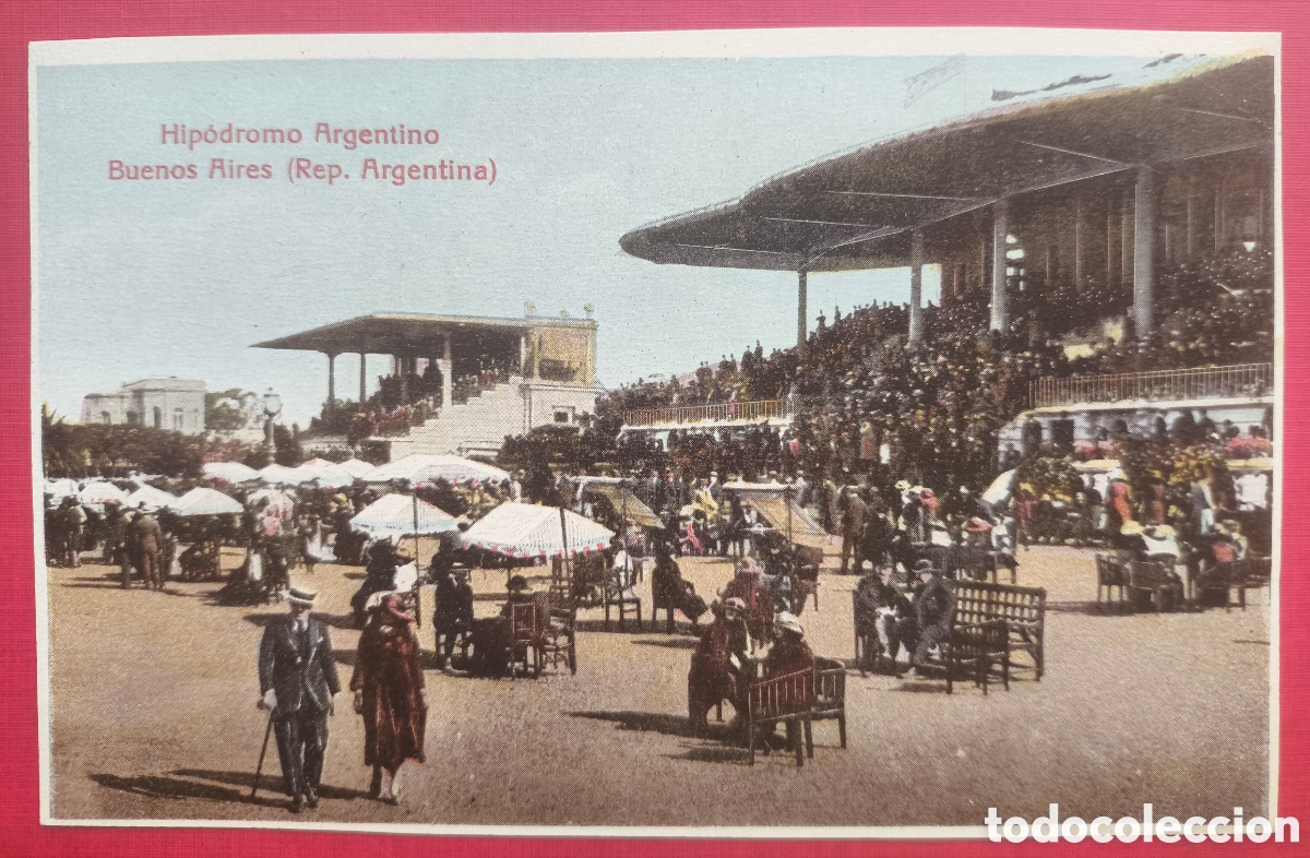 Postales: BUENOS AIRES HIP&Oacute;DROMO POSTAL A COLOR ANIMADA ARGENTINA C. 1920