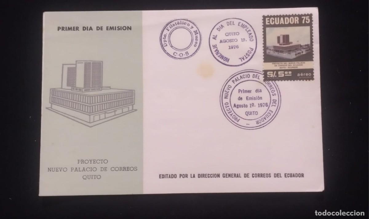 Postales: TS) 1976 ECUADOR, FDC, AIRMAIL, WITH THE CONSTRUCTION PROJECT FOR THE NEW QUITO POST OFFICE BUILDING