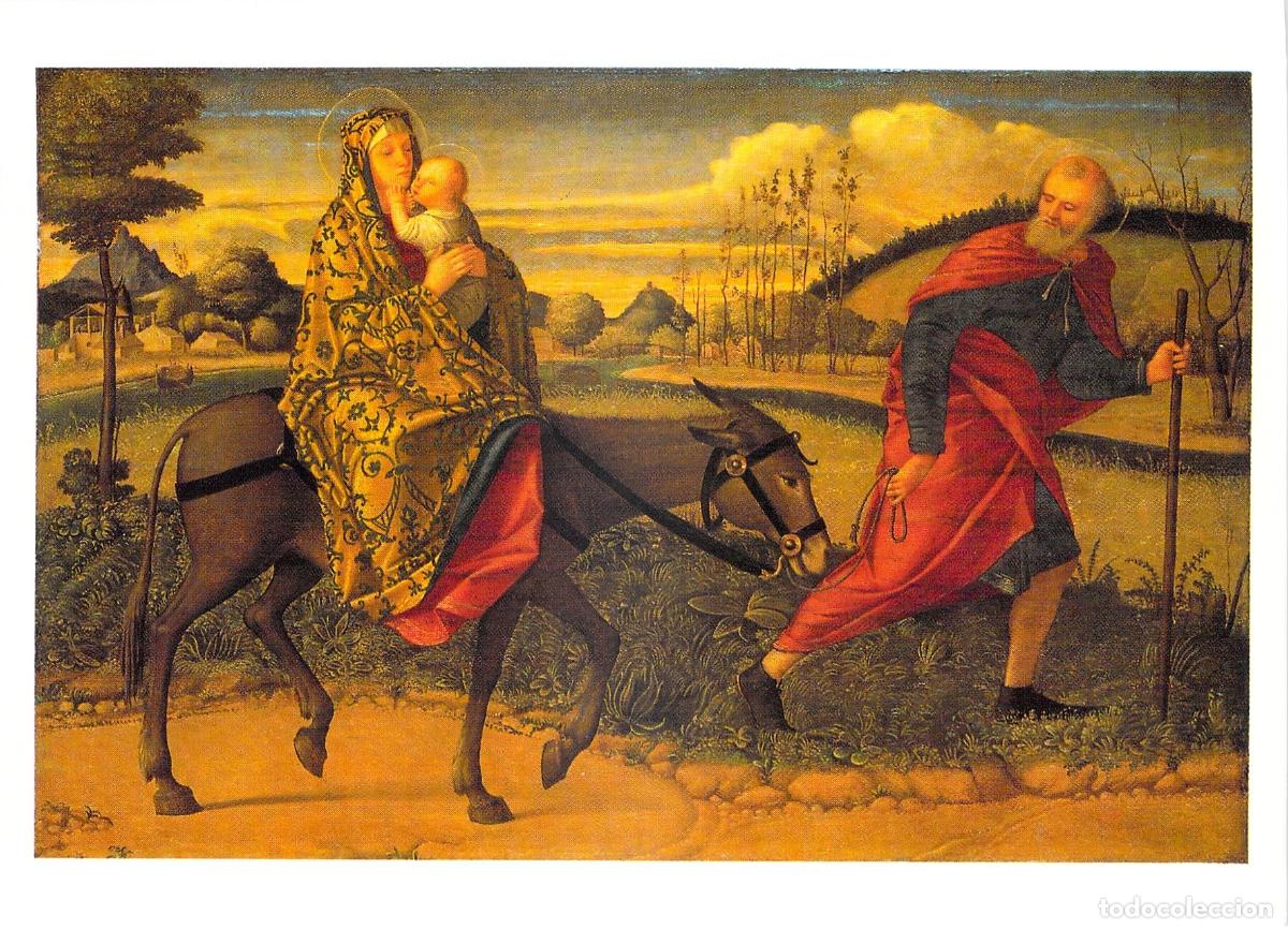 Postales: Postal con obra de Vittore Carpaccio, La huida a Egipto