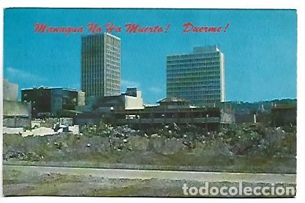 Postales: &rdquo; MANAGUA NO HA MUERTO ! DUERME ! &rdquo;.- BANCOS AMERICA Y CENTRAL.- MANAGUA / NICARAGUA