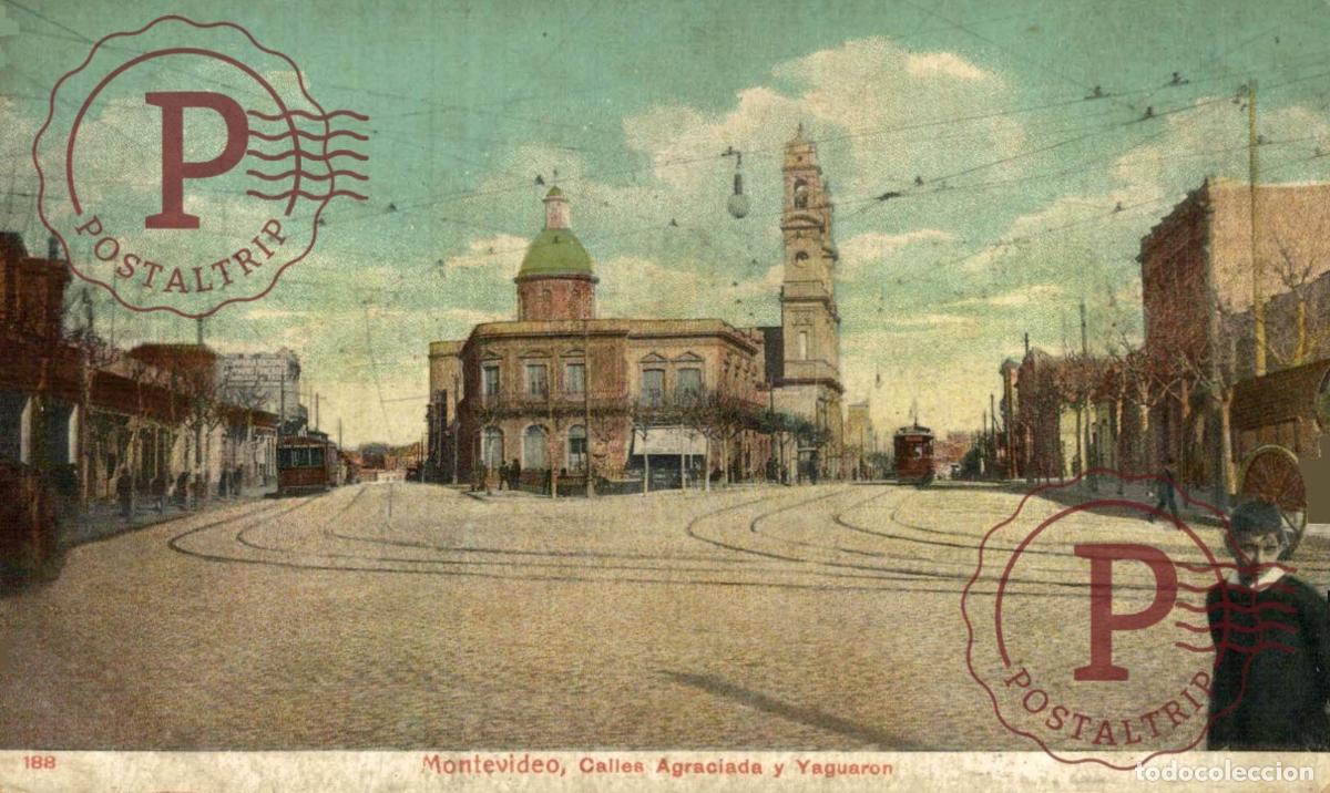 Postales: URUGUAY MONTEVIDEO CALLES AGRACIADA Y YAGUARON