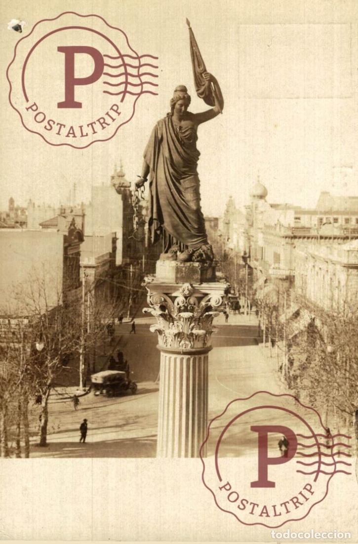 Postales: Montevideo Plaza Cagancha Estatua de la Libertad Oficina Propaganda RPPC FOTOGRAFICA