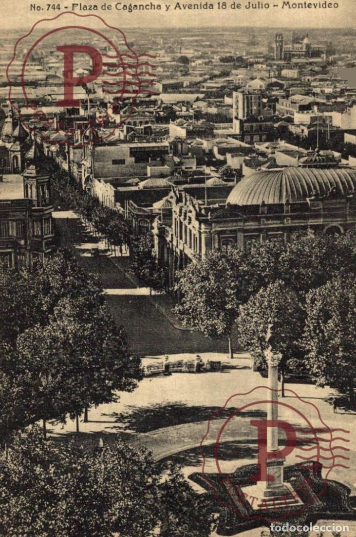 Postales: URUGUAY. MONTEVIDEO. `PLAZA CAGANCHA Y AVENIDA 18 DE JULIO
