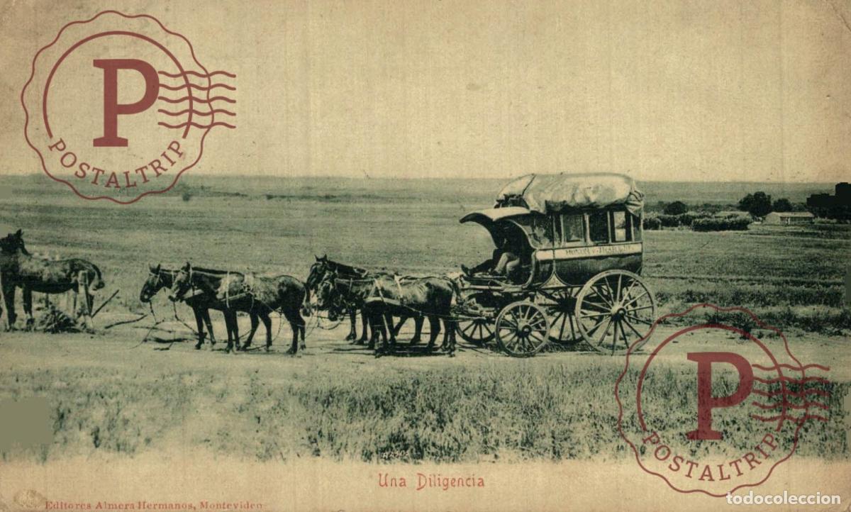 Postales: URUGUAY. UNA DILIGENCIA. EDIT. ALMERA HERMANOS.