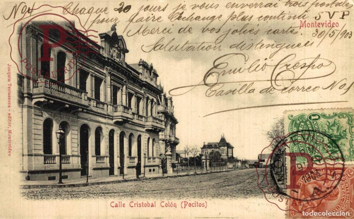 Postales: URUGUAY. MONTEVIDEO. POCITOS. CALLE CRISTOBAL COLON