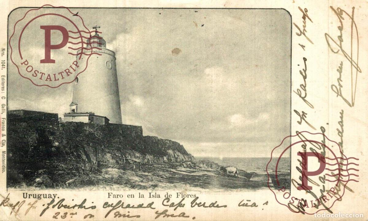 Postales: URUGUAY. FARO EN LA ISLA DE LAS FLORES.