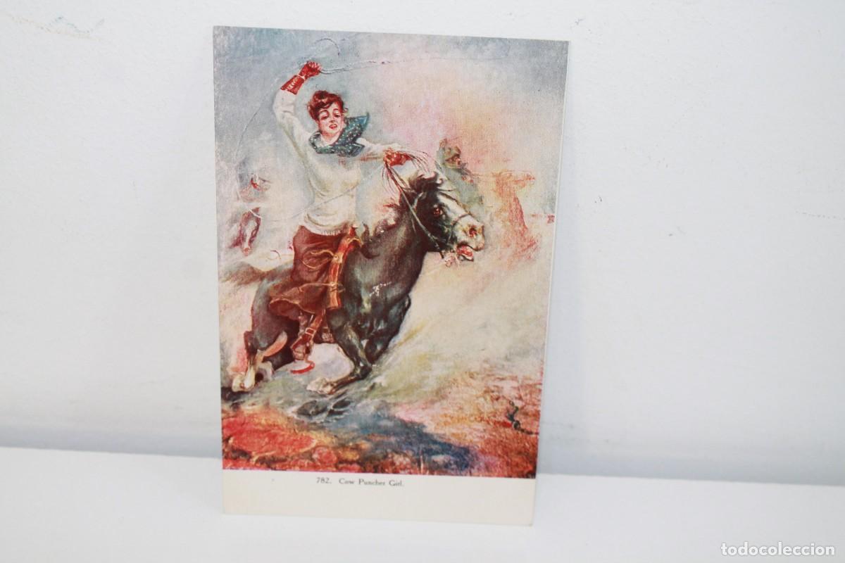 Postales: POSTAL ANTIGUA AMERICANA CIRCA 1907-1915 VAQUERA A CABALLO NO CIRCULADA