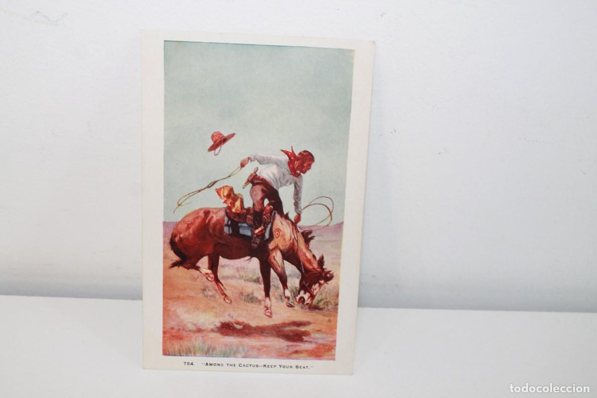 Postales: POSTAL ANTIGUA AMERICANA CIRCA 1907-1915 VAQUERO DOMANDO CABALLO NO CIRCULADA