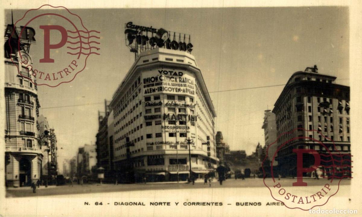 Postales: ARGENTINA. BUENOS AIRES DIAGONAL NORTE Y CORRIENTES. FOTOGRAFICA. RPPC.