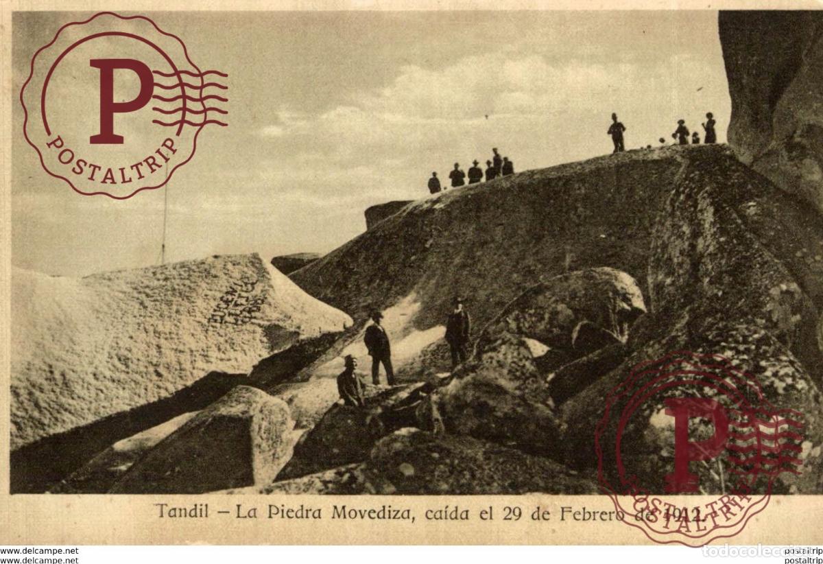 Postales: CLICHE RARE TANDIL LA PIEDRA MOVEDIZA 1 CAIDA EL 29 DE FEBRERO 1912