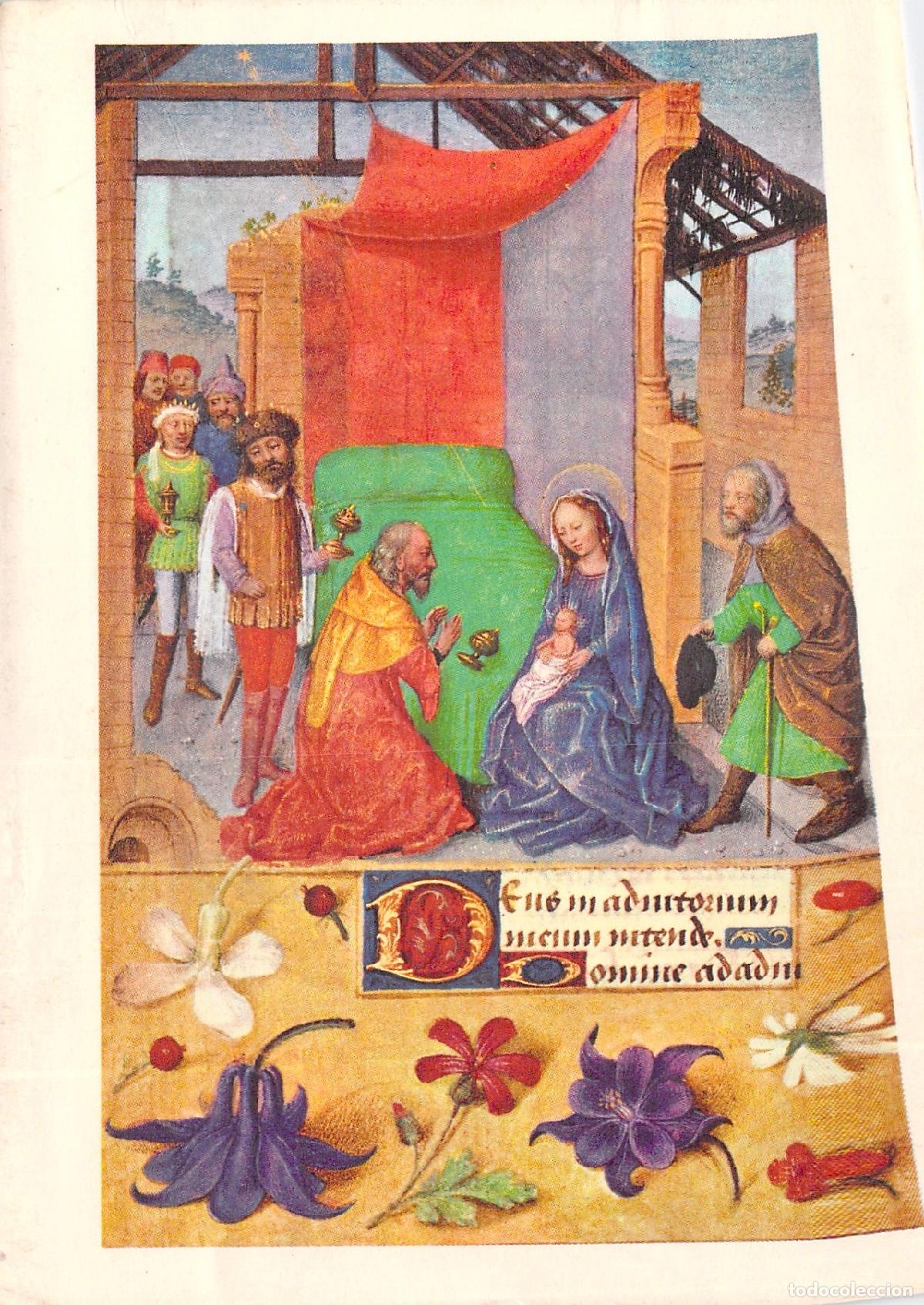 Postales: Postal de la Adoraci&oacute;n de los Reyes Magos, Manuscrito del Siglo XV