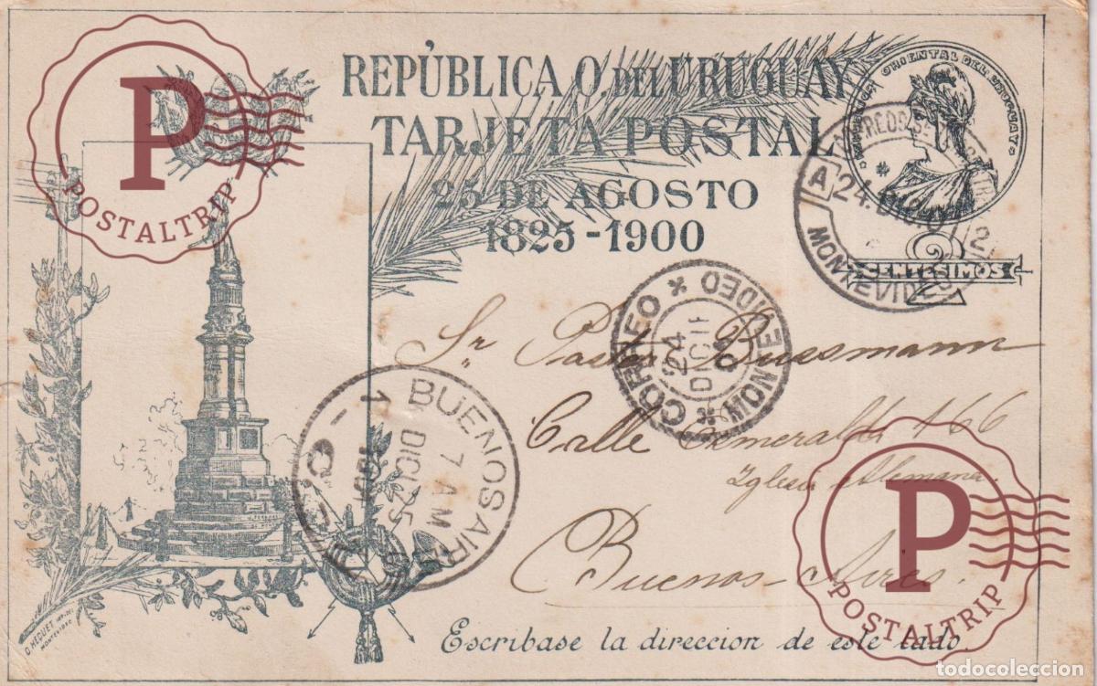 Cartes Postales: URUGUAY 1901 Entero Postal Conmemorativo 1825-1900. Impreso O. Hequet. Iglesia Alemana.