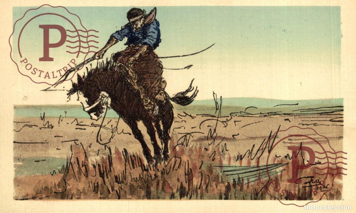 Postales: URUGUAY 1925. COSTUMBRES DEL CAMPO. GAUCHO DOMANDO CABALLO. ED VDA MORETTI ILUSTRACION ILLUSTREE