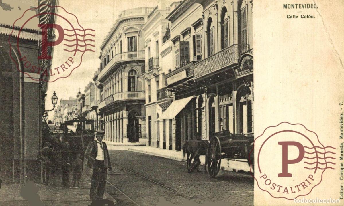 Postales: URUGUAY MONTEVIDEO CALLE COLON. COMERCIOS BEER SALOON. ED ENRIQUE MONEDA