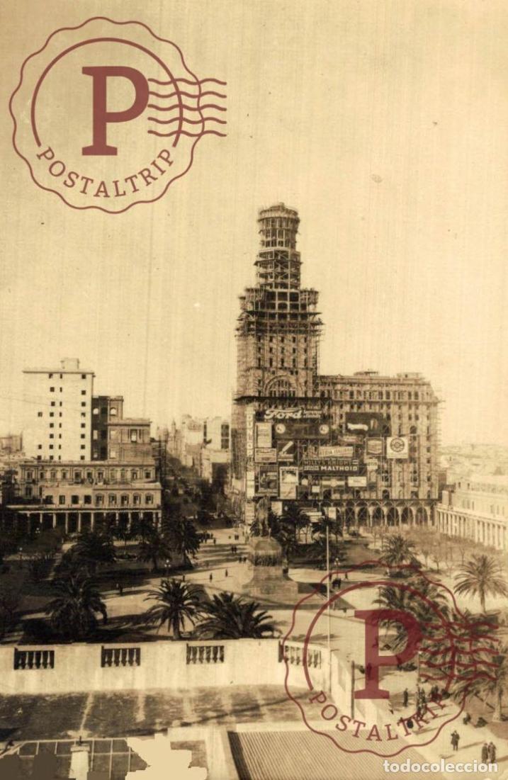 Postales: URUGUAY CONSTRUCCION PALACIO SALVO PLAZA INDEPENDENCIA. PUBLI FORD DUNLOP RPPC FOTOGRAFICA
