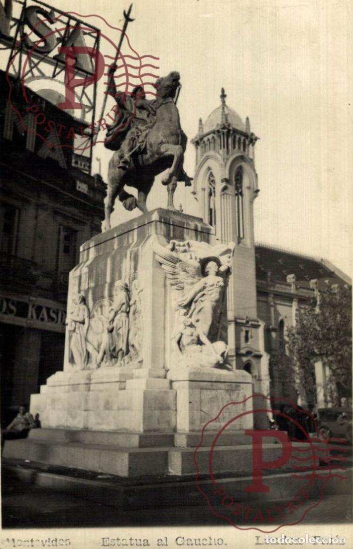 Postales: URUGUAY MONTEVIDEO ESTATUA AL GAUCHO LONDON PARIS RPPC KODAK