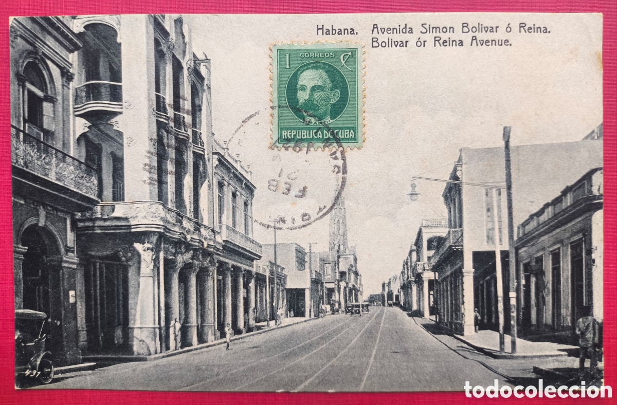 Postales: LA HABANA AVENIDA SIMON BOLIVAR POSTAL CIRCULADA FOTOTIPIA CUBA 1927