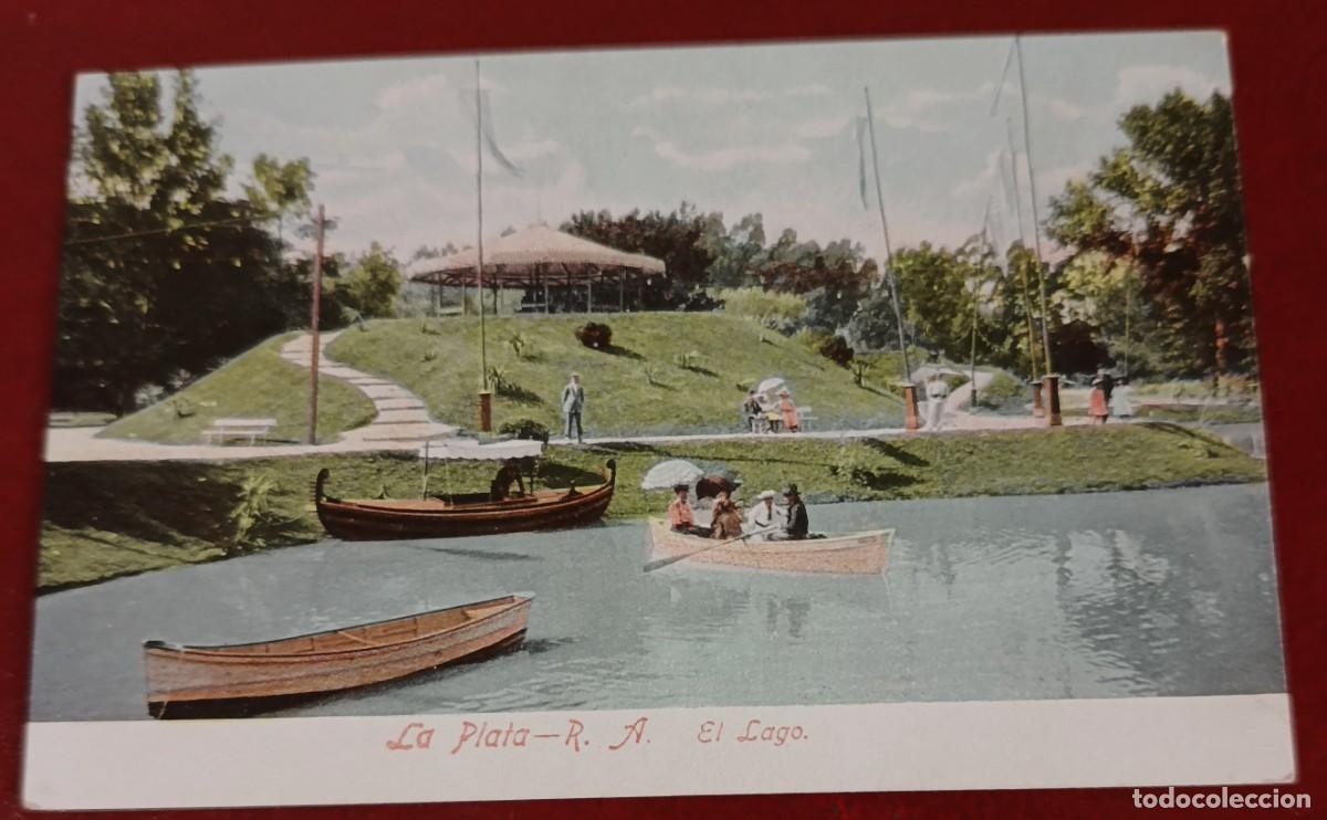 Postales: TARJETA POSTAL LAGO DEL BOSQUE EN LA PLATA - ARGENTINA 1910