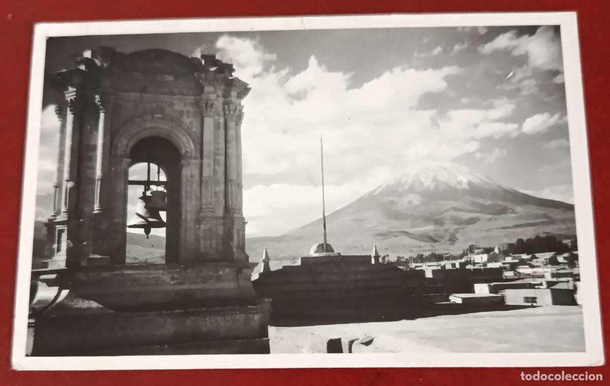 Postales: POSTAL FOTOGRAFICA IGLESIA COMPA&Ntilde;IA - AREQUIPA - PERU 1940 - VOLC&Aacute;N MISTI AL FONDO