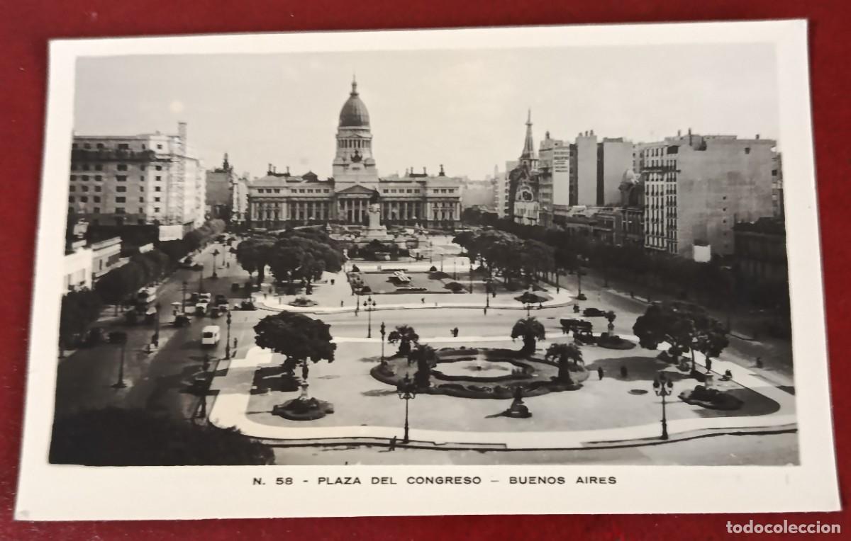 Postales: TARJETA POSTAL PLAZA DEL CONGRESO - BUENOS AIRES - ARGENTINA MEDIADOS SIGLO XX