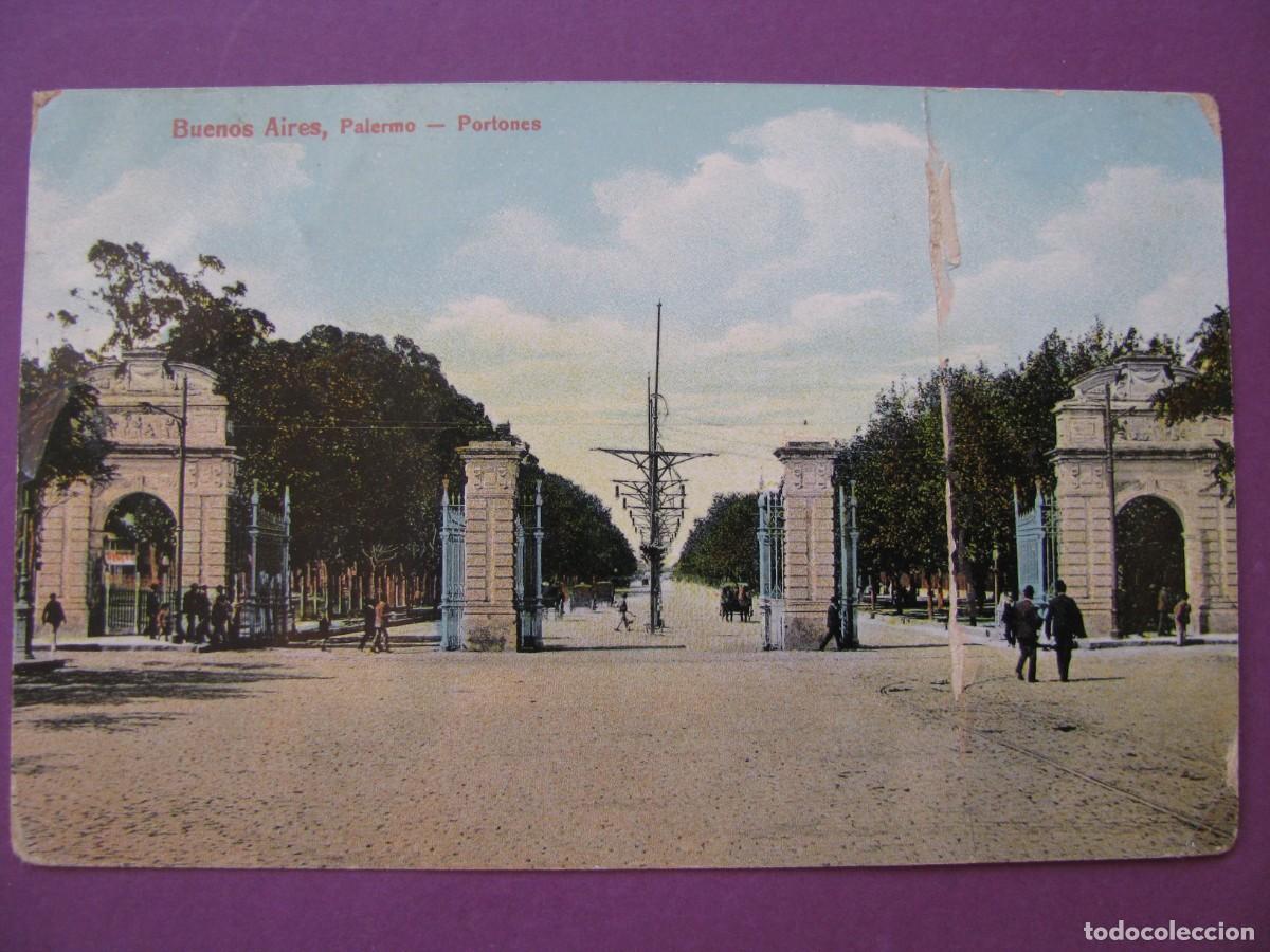 Postales: ANTIGUA POSTAL DE ARGENTINA. BUENOS AIRES, PALERMO - PORTONES. ESCRITA 1914