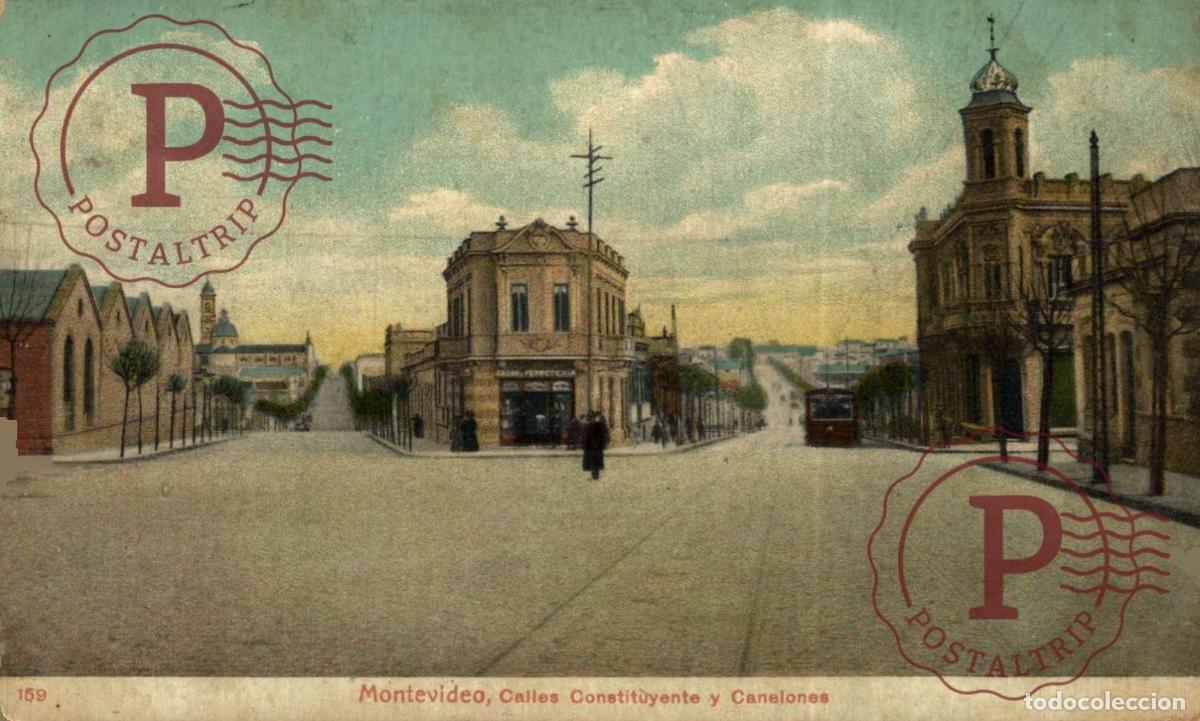 Postales: URUGUAY MONTEVIDEO CALLES CONSTITUYENTE Y CANELONES TRANVIA EDICION LOCOMOTORA