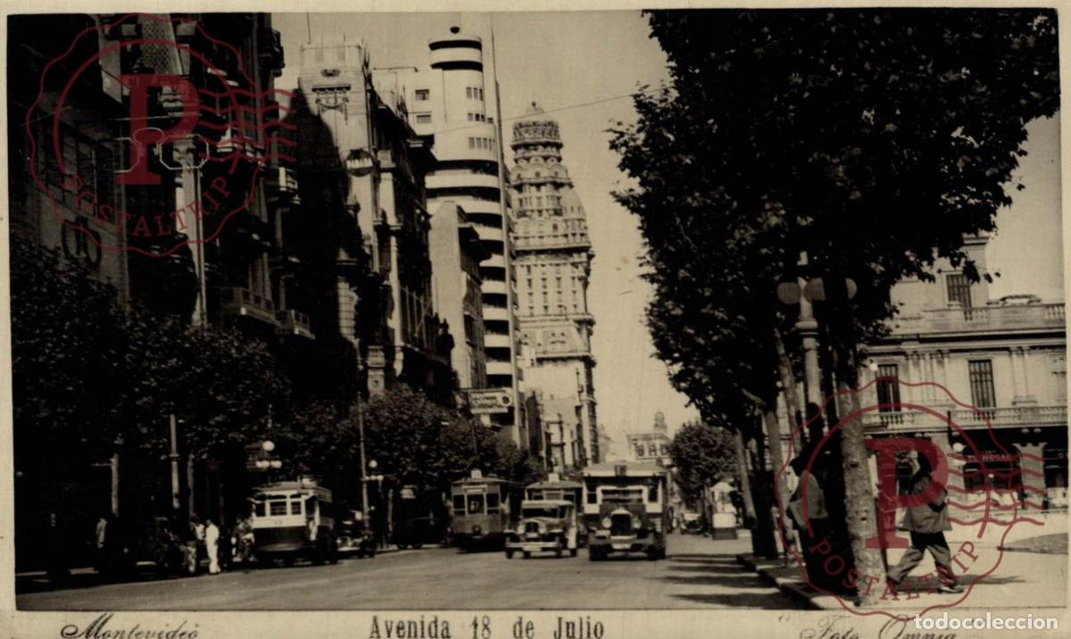 Postales: URUGUAY MONTEVIDEO AVENIDA 18 DE JULIO FOTO OMNIA RPPC FOTOGRAFICA