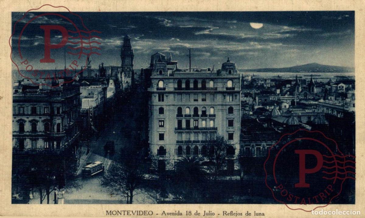 Postales: URUGUAY. MONTEVIDEO AV 18 DE JULIO. REFLEJOS DE LUNA
