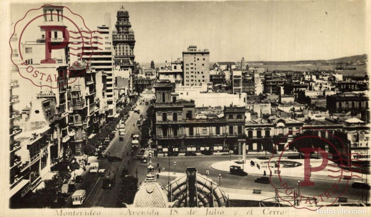 Postales: URUGUAY. MONTEVIDEO AV 18 DE JULIO Y EL CERRO RPPC FOTOGRAFICA