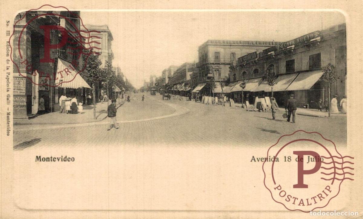 Postales: URUGUAY MONTEVIDEO AV 18 DE JULIO CAFE LA GIRALDA ED. GALLI
