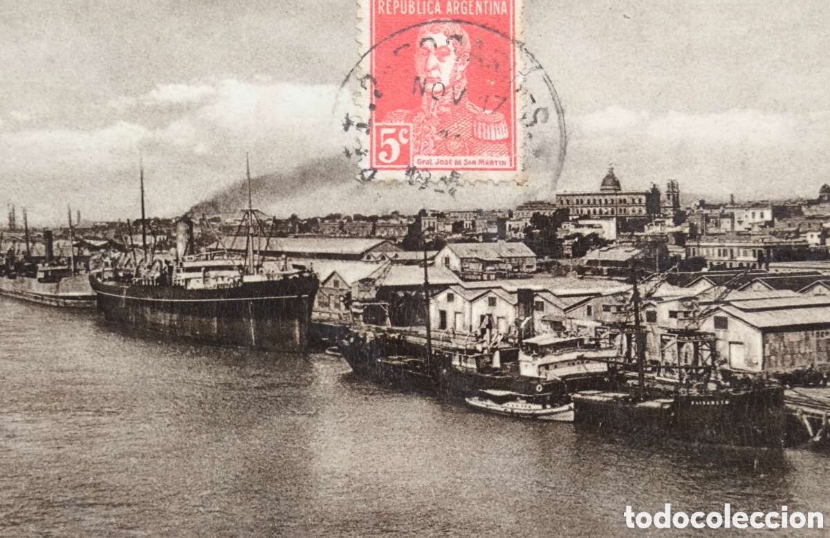 Postales: ARGENTINA SANTA F&Eacute; ROSARIO PUERTO POSTAL FOTOGR&Aacute;FICA CIRCULADA 1927