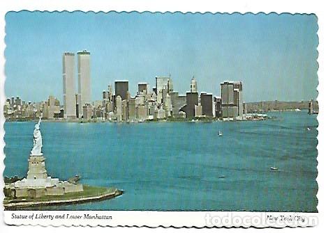 Postales: STATUE OF LIBERTY AND LOWER MANHATTAN (WORLD TRADE CENTER).- NEW YORK CITY / USA
