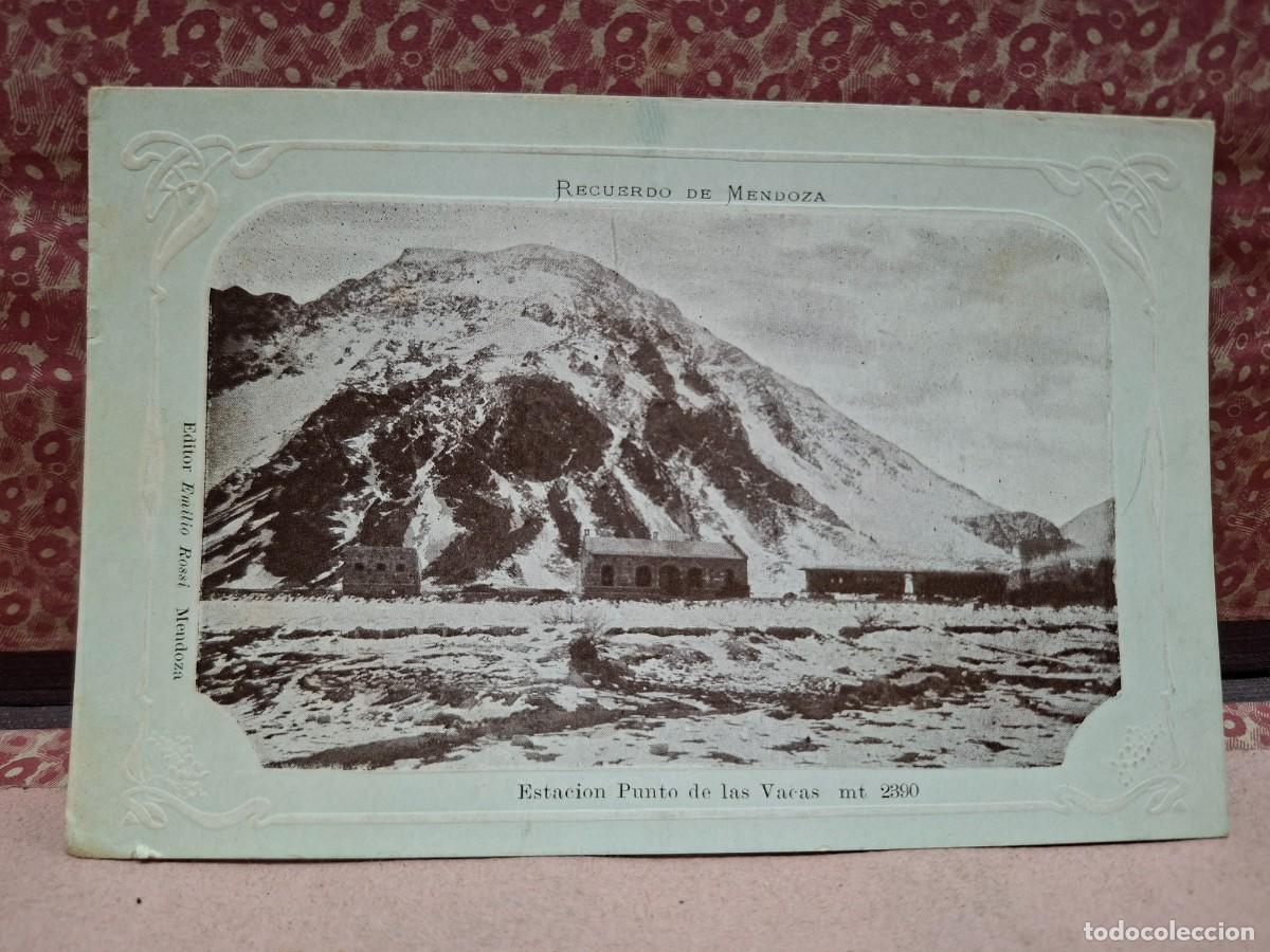 Postales: ANTIGUA POSTAL RECUERDO DE MENDOZA ARGENTINA ESTACION PUNTO DE LAS VACAS