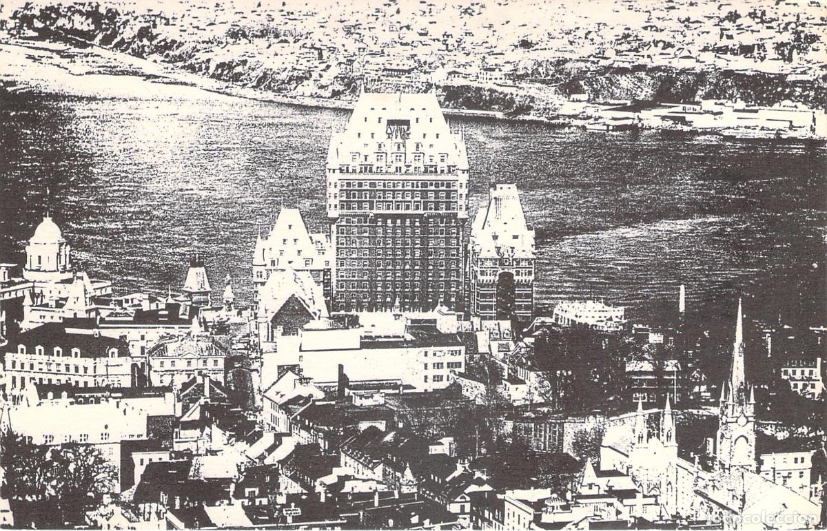 Postales: Postal de la ciudad de Qu&eacute;bec con vista al Castillo Frontenac