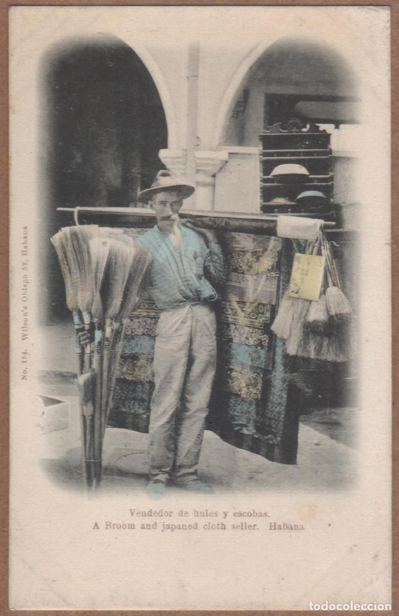 Postales: Habana,Cuba.Vendedor de hules y escobas Editor Wilson&acute;s. n&ordm;154