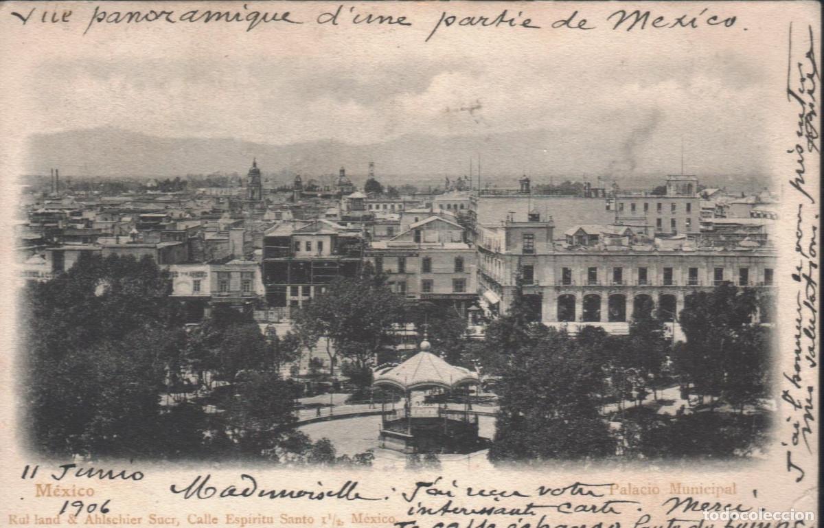 Postales: M&eacute;xico.Palacio Municipal y portal de las Flores (izq).Editor Ruhland