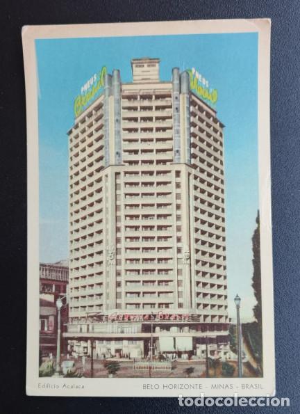 Postais: EDIFICIO ACALACA, BELO HORIZONTE, MINAS, BRASIL, POSTAL ANTIGUA COLOREADA