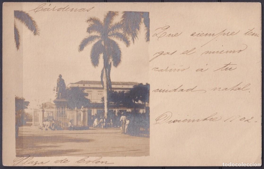 Cartoline: POS-1899 CUBA POSTCARD 1902 CARDENAS COLUMBUS SQUEARE RARE TO USA US.