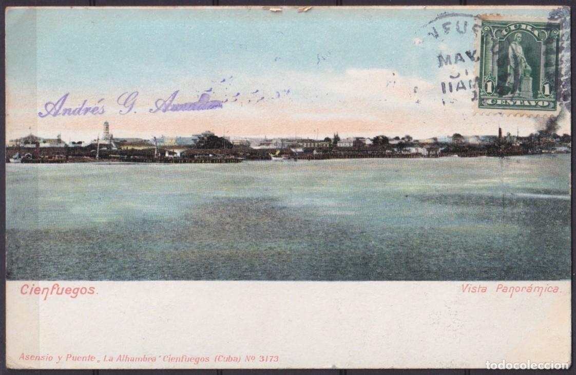 Cartoline: POS-1904 CUBA POSTCARD 190? CIENFUEGOS PANORAMICS HARBOR TO FRANCE.