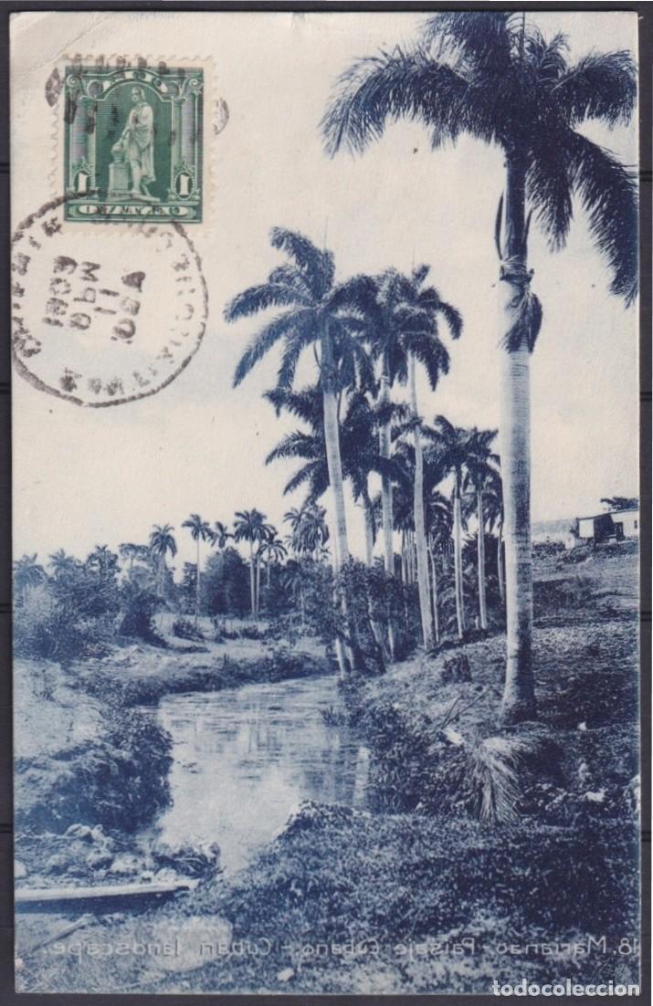 Cartoline: POS-1909 CUBA POSTCARD 1909 MARIANAO COUNTRY PALM LANDSCAPE TO FRANCE.