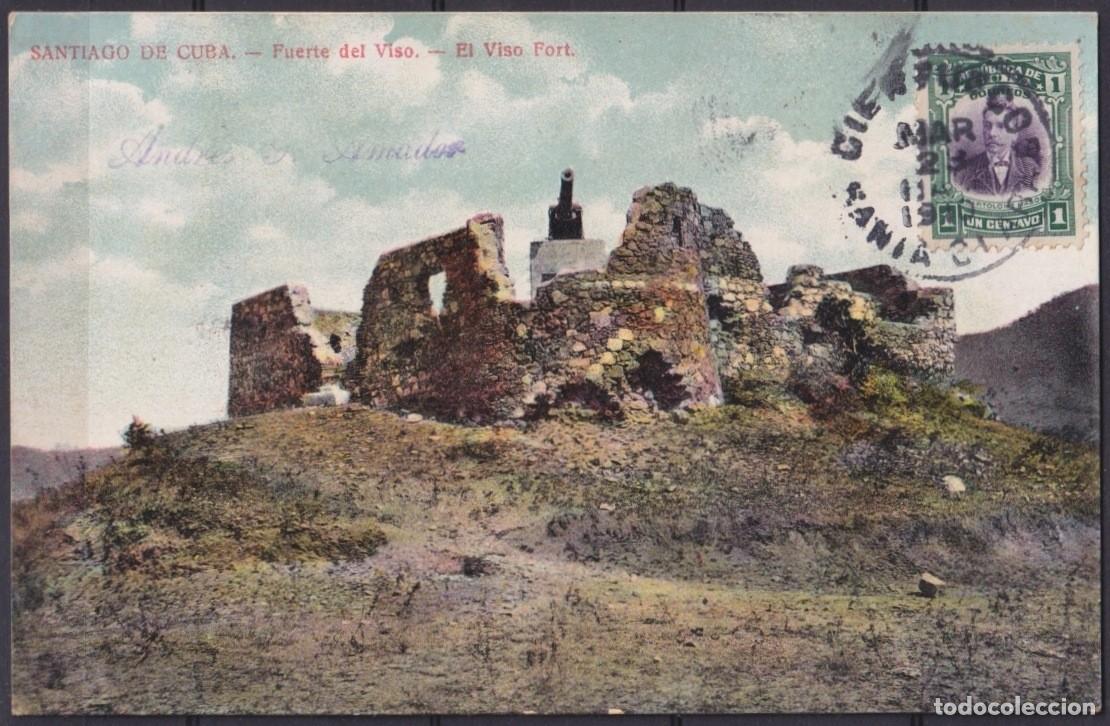 Cartoline: POS-1913 CUBA POSTCARD 1909 SANTIAGO DE CUBA EL VISO FORT CIENFUEGOS TO FRANCE.