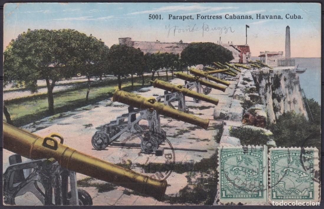 Cartoline: POS-1933 CUBA POSTCARD 1917 1c MAPITAS HAVANA CABA&Ntilde;AS FORTRESS PARAPET TO ARGENTINA.